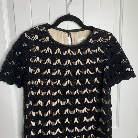 Kate Spade black crochet Virginia lace shift dress size 8 party preppy career - Picture 3 of 7